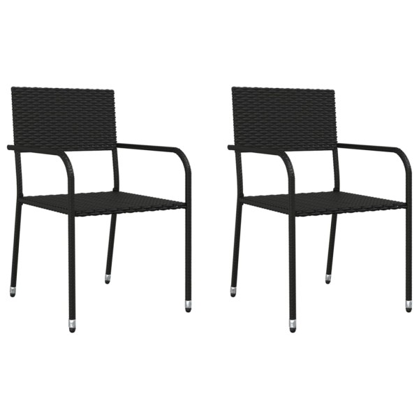Juego de comedor de jardín 3 pzas ratán sintético y acero negro