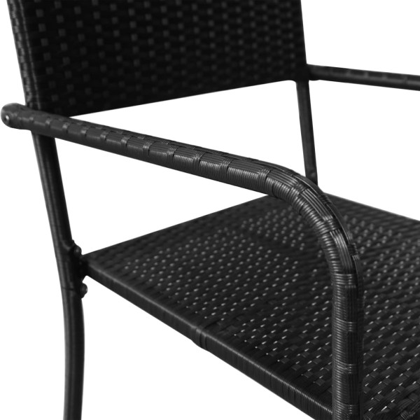 Juego de comedor de jardín 3 pzas ratán sintético y acero negro