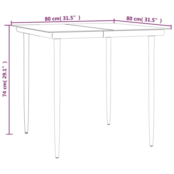 Juego de comedor de jardín 3 pzas ratán sintético y acero negro