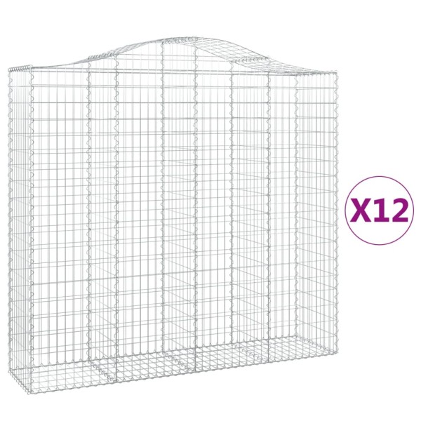 Cestas gaviones 12 uds forma de arco hierro 200x50x180/200 cm Cestas gaviones 12 uds forma de arco hierro 200x50x180/200 cm