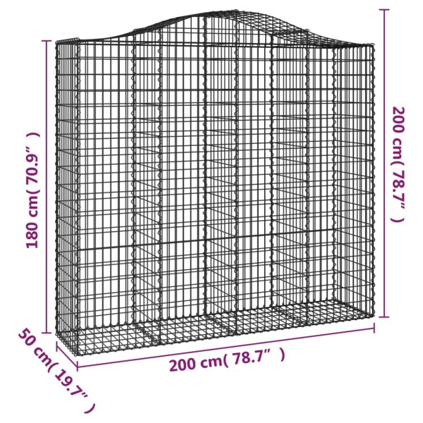Cestas gaviones 12 uds forma de arco hierro 200x50x180/200 cm Cestas gaviones 12 uds forma de arco hierro 200x50x180/200 cm