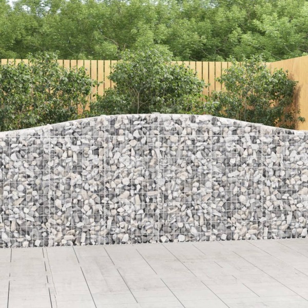 Cestas de gaviones 2 uds forma de arco hierro 400x30x100/120 cm Cestas de gaviones 2 uds forma de arco hierro 400x30x100/120 cm