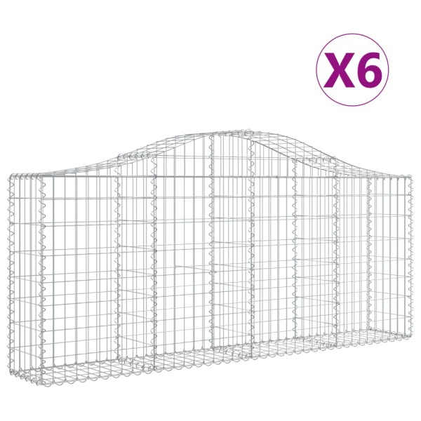 Cestas de gaviones 6 uds forma de arco hierro 200x30x80/100 cm Cestas de gaviones 6 uds forma de arco hierro 200x30x80/100 cm