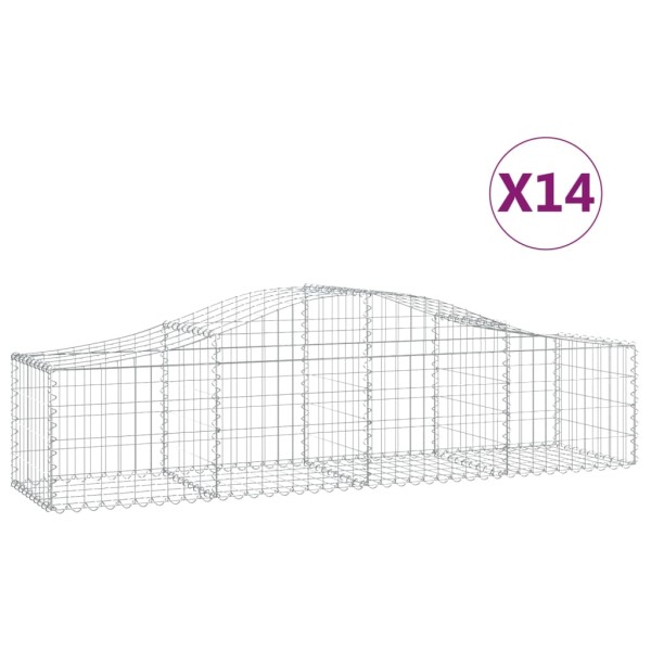 Cestas de gaviones 14 uds forma de arco hierro 200x50x40/60 cm Cestas de gaviones 14 uds forma de arco hierro 200x50x40/60 cm