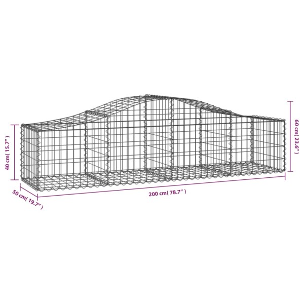 Cestas de gaviones 14 uds forma de arco hierro 200x50x40/60 cm Cestas de gaviones 14 uds forma de arco hierro 200x50x40/60 cm