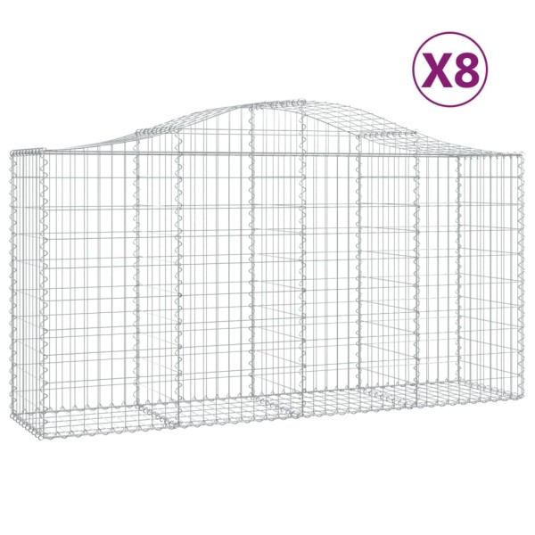 Cestas de gaviones 8 uds forma de arco hierro 200x50x100/120cm Cestas de gaviones 8 uds forma de arco hierro 200x50x100/120cm