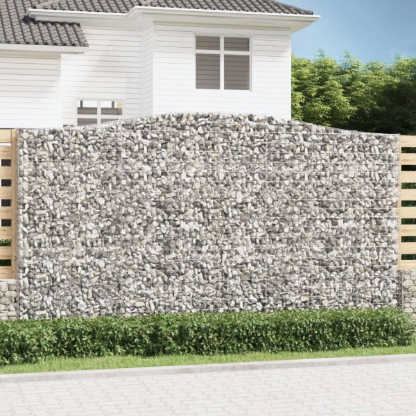 Cestas de gaviones 6 uds forma de arco hierro 400x50x220/240 cm Cestas de gaviones 6 uds forma de arco hierro 400x50x220/240 cm