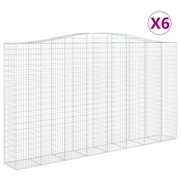 Cestas de gaviones 6 uds forma de arco hierro 400x50x220/240 cm Cestas de gaviones 6 uds forma de arco hierro 400x50x220/240 cm