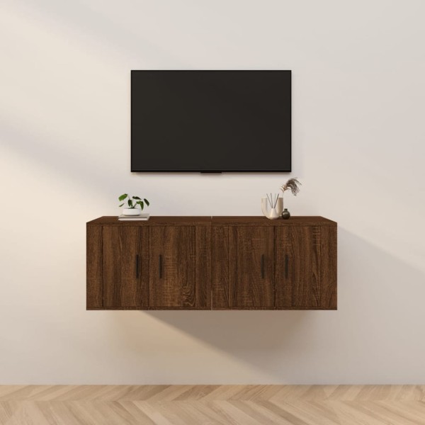 Muebles para TV de pared 2 uds roble marrón 57x34,5x40 cm Muebles para TV de pared 2 uds roble marrón 57x34,5x40 cm