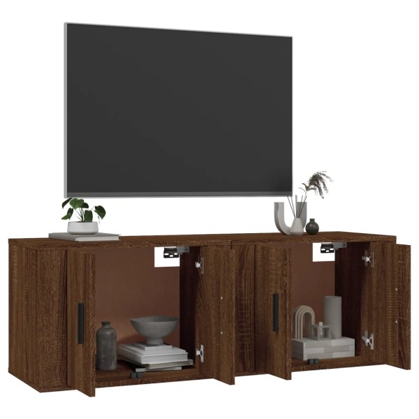 Muebles para TV de pared 2 uds roble marrón 57x34,5x40 cm Muebles para TV de pared 2 uds roble marrón 57x34,5x40 cm