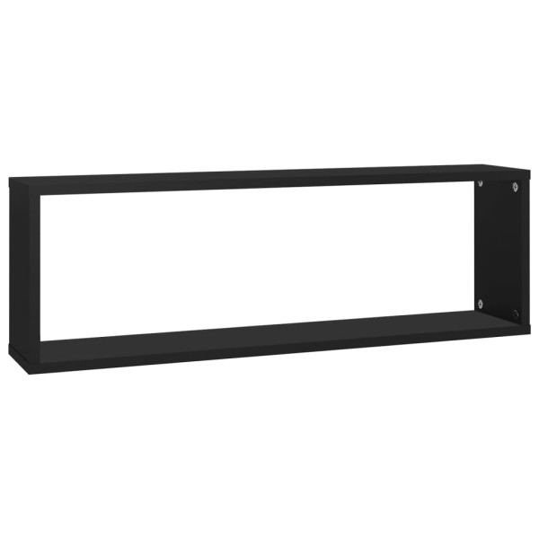 Estantes cubo de pared 2 uds contrachapado negro 80x15x26,5 cm Estantes cubo de pared 2 uds contrachapado negro 80x15x26,5 cm