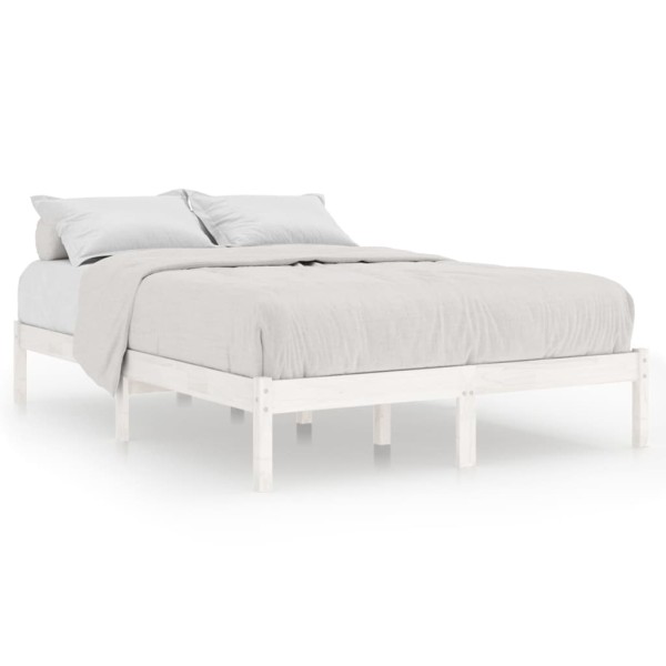 Estructura de cama de madera de pino maciza blanca 140x190 cm