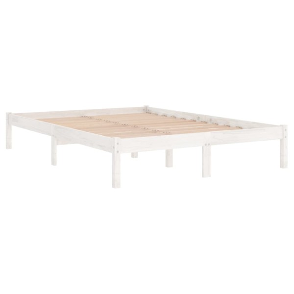 Estructura de cama de madera de pino maciza blanca 140x190 cm