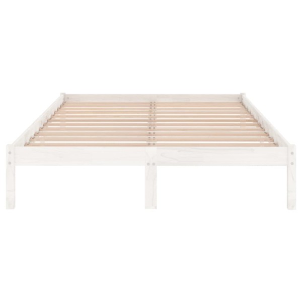Estructura de cama de madera de pino maciza blanca 140x190 cm