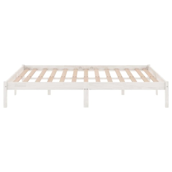 Estructura de cama de madera de pino maciza blanca 140x190 cm