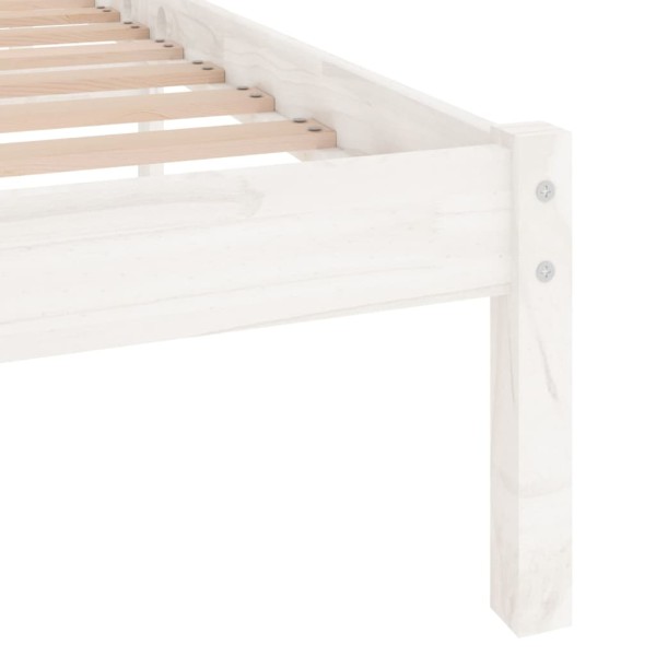 Estructura de cama de madera de pino maciza blanca 140x190 cm