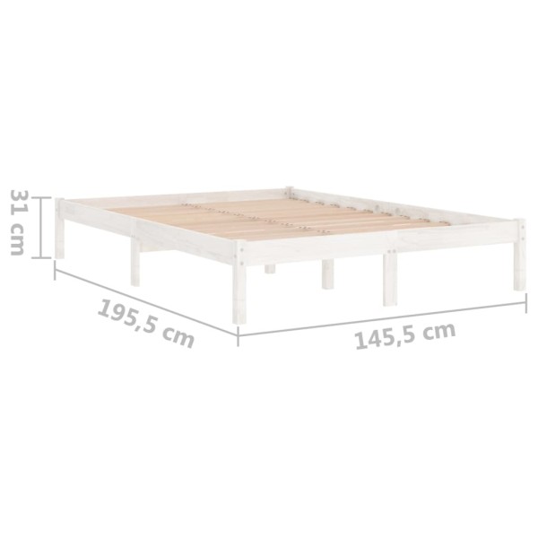 Estructura de cama de madera de pino maciza blanca 140x190 cm