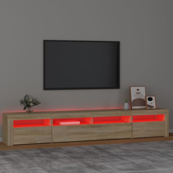 Mueble de TV con luces LED roble Sonoma 240x35x40 cm Mueble de TV con luces LED roble Sonoma 240x35x40 cm