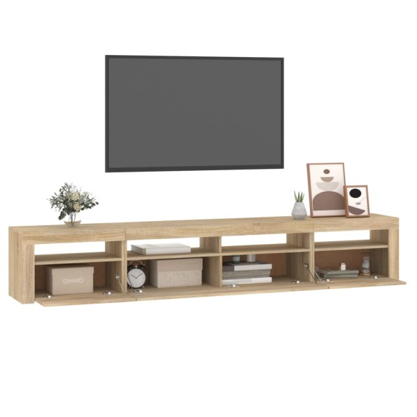 Mueble de TV con luces LED roble Sonoma 240x35x40 cm Mueble de TV con luces LED roble Sonoma 240x35x40 cm