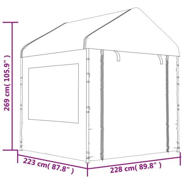 Cenador con techo polietileno blanco 6,69x2,28x2,69 m Cenador con techo polietileno blanco 6,69x2,28x2,69 m
