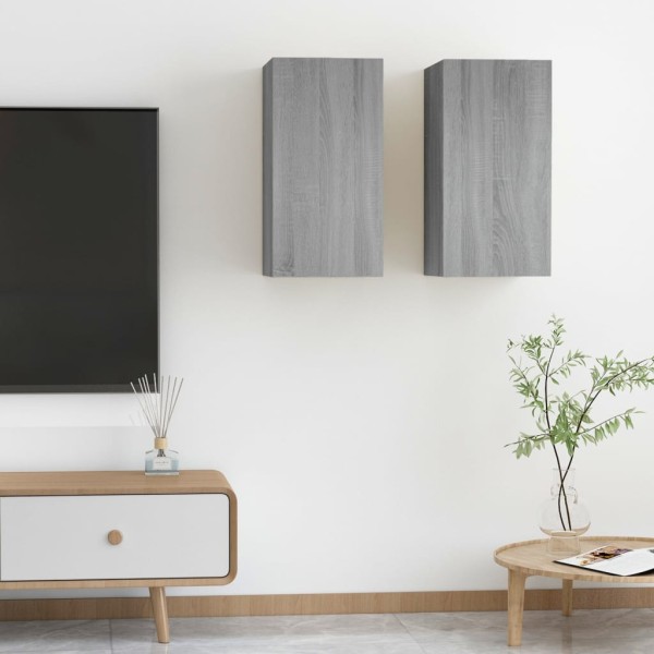 Mueble para TV 2 uds contrachapado gris Sonoma 30,5x30x60 cm Mueble para TV 2 uds contrachapado gris Sonoma 30,5x30x60 cm