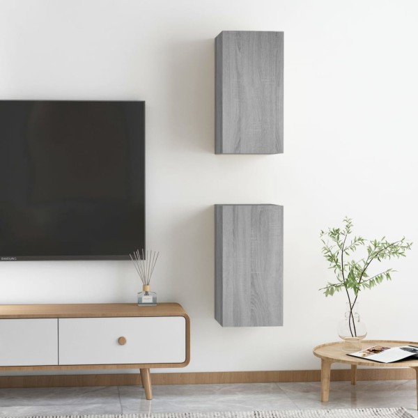 Mueble para TV 2 uds contrachapado gris Sonoma 30,5x30x60 cm Mueble para TV 2 uds contrachapado gris Sonoma 30,5x30x60 cm