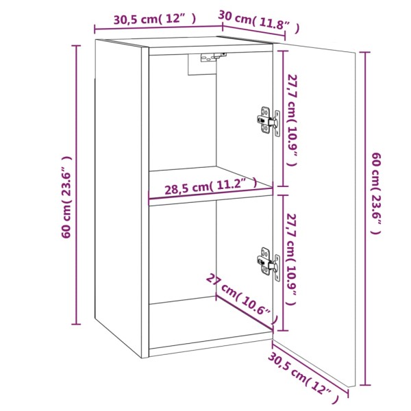 Mueble para TV 2 uds contrachapado gris Sonoma 30,5x30x60 cm Mueble para TV 2 uds contrachapado gris Sonoma 30,5x30x60 cm