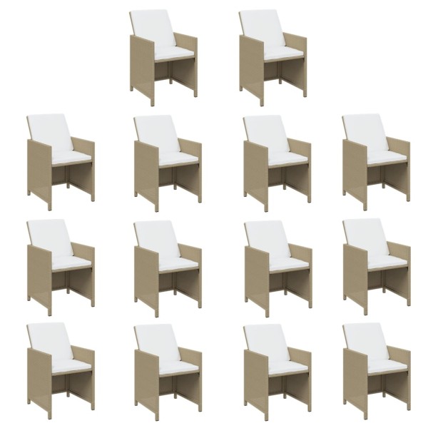 Set comedor de jardín 19 pzas con cojines ratán sintético beige Set comedor de jardín 19 pzas con cojines ratán sintético beige