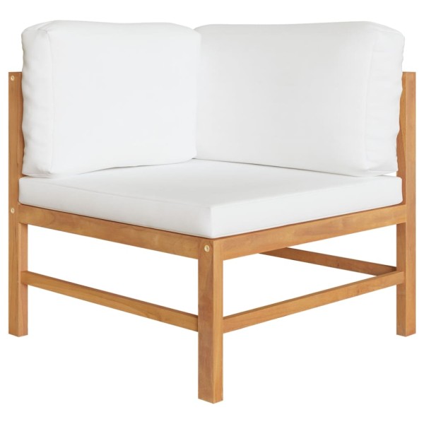 Set de muebles de jardín 8 pzas madera de teca y cojines crema Set de muebles de jardín 8 pzas madera de teca y cojines crema