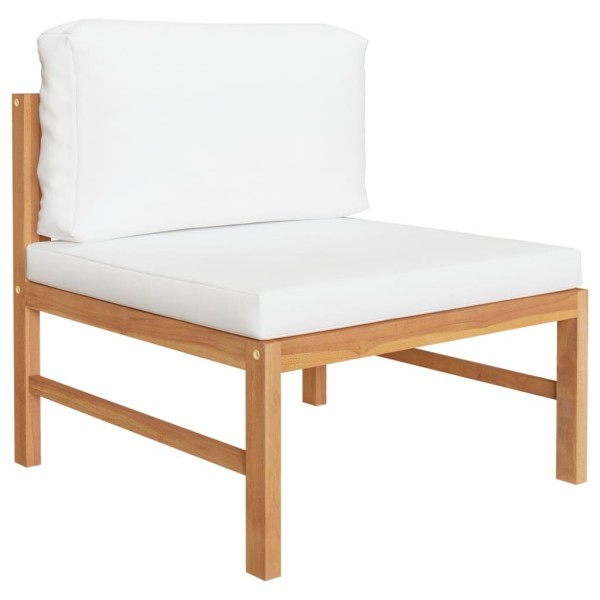 Set de muebles de jardín 8 pzas madera de teca y cojines crema Set de muebles de jardín 8 pzas madera de teca y cojines crema