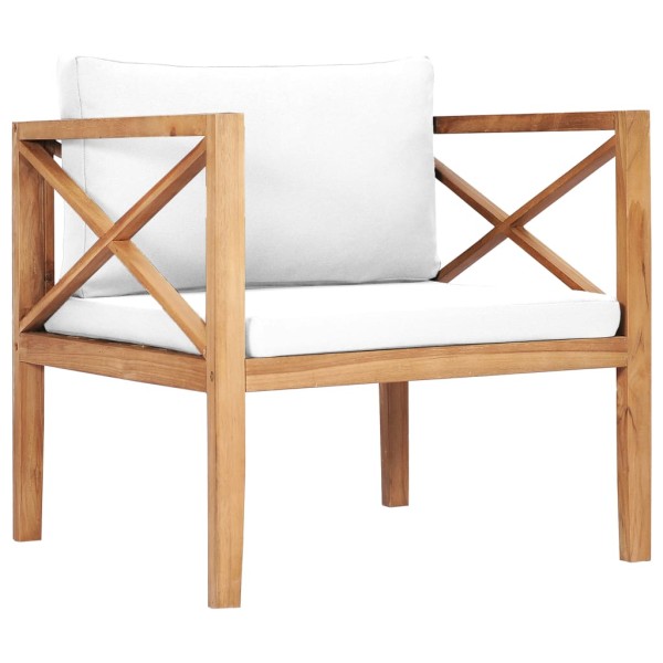 Set de muebles de jardín 8 pzas madera de teca y cojines crema Set de muebles de jardín 8 pzas madera de teca y cojines crema