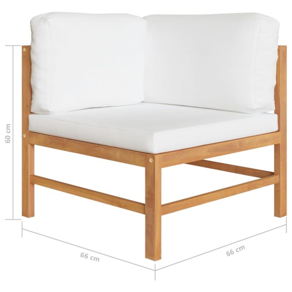 Set de muebles de jardín 8 pzas madera de teca y cojines crema Set de muebles de jardín 8 pzas madera de teca y cojines crema