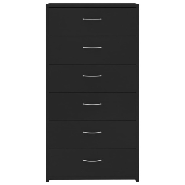 Aparador con 6 cajones madera contrachapada negro 50x34x96 cm Aparador con 6 cajones madera contrachapada negro 50x34x96 cm