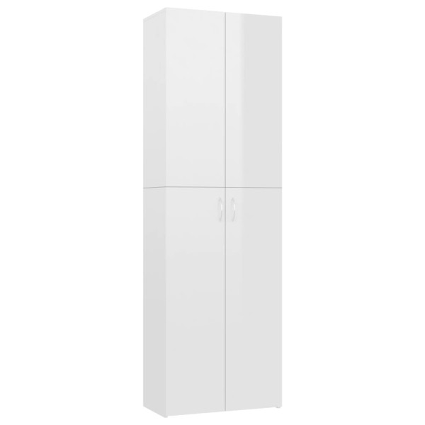 Armario de oficina de contrachapado blanco brillo 60x32x190 cm