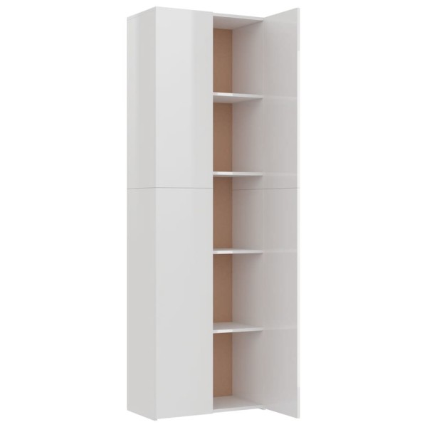 Armario de oficina de contrachapado blanco brillo 60x32x190 cm