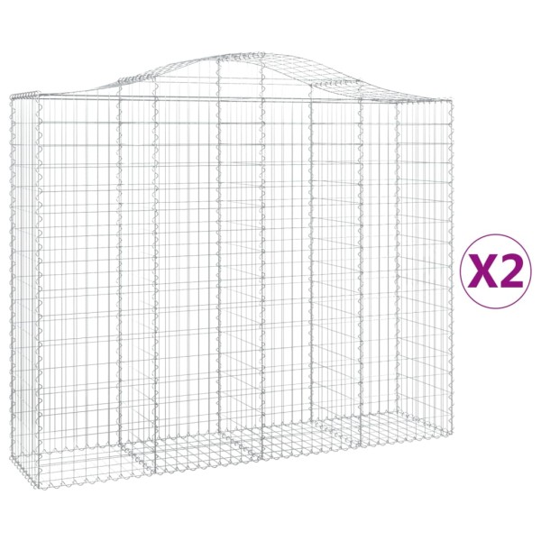 Cestas de gaviones 2 uds forma de arco hierro 200x50x160/180 cm Cestas de gaviones 2 uds forma de arco hierro 200x50x160/180 cm