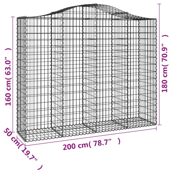 Cestas de gaviones 2 uds forma de arco hierro 200x50x160/180 cm Cestas de gaviones 2 uds forma de arco hierro 200x50x160/180 cm