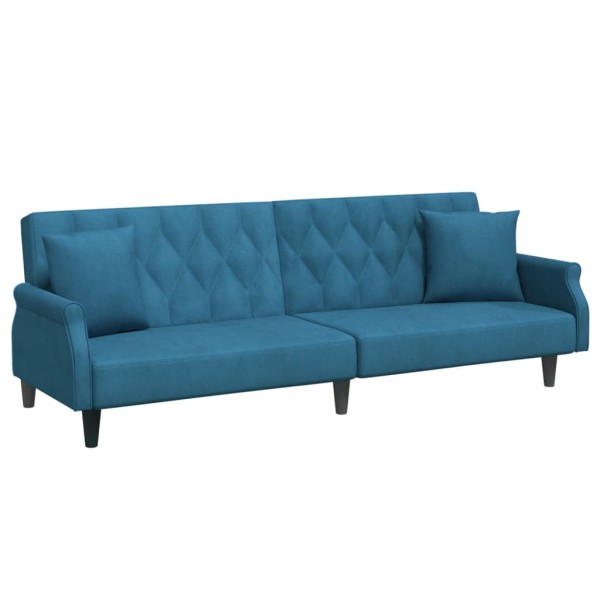 Sofá cama con reposabrazos terciopelo azul Sofá cama con reposabrazos terciopelo azul