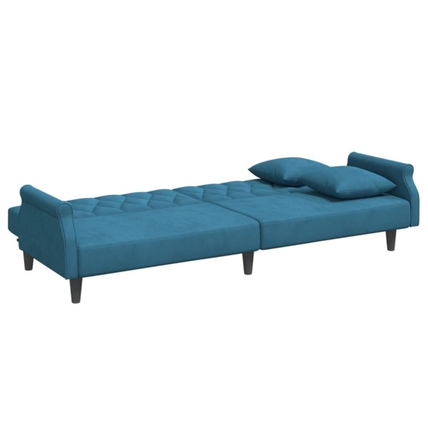 Sofá cama con reposabrazos terciopelo azul Sofá cama con reposabrazos terciopelo azul