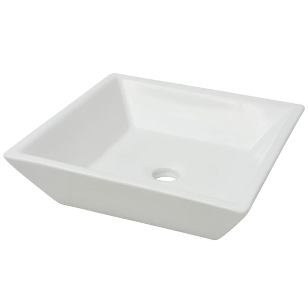 Lavabo cuadrado de cerámica 41,5x41,5x12 cm blanco Lavabo cuadrado de cerámica 41,5x41,5x12 cm blanco