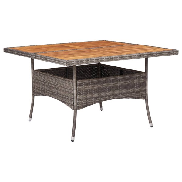 Mesa comedor para jardín ratán sintético madera de acacia gris Mesa comedor para jardín ratán sintético madera de acacia gris