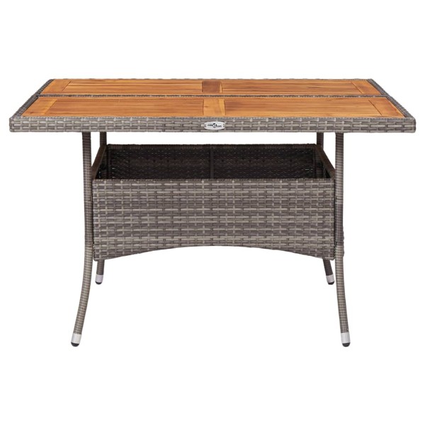 Mesa comedor para jardín ratán sintético madera de acacia gris Mesa comedor para jardín ratán sintético madera de acacia gris