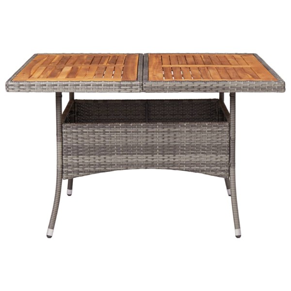 Mesa comedor para jardín ratán sintético madera de acacia gris Mesa comedor para jardín ratán sintético madera de acacia gris