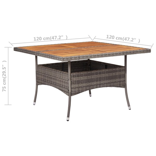 Mesa comedor para jardín ratán sintético madera de acacia gris Mesa comedor para jardín ratán sintético madera de acacia gris