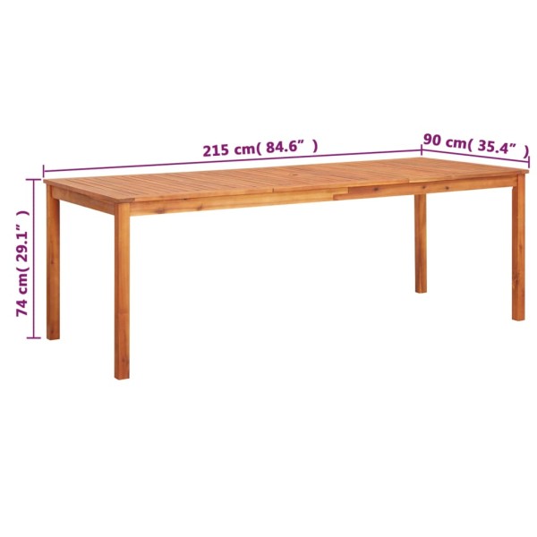 Mesa de jardín madera maciza de acacia 215x90x74 cm Mesa de jardín madera maciza de acacia 215x90x74 cm