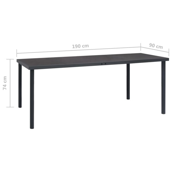 Mesa de comedor de jardín acero gris antracita 190x90x74 cm Mesa de comedor de jardín acero gris antracita 190x90x74 cm