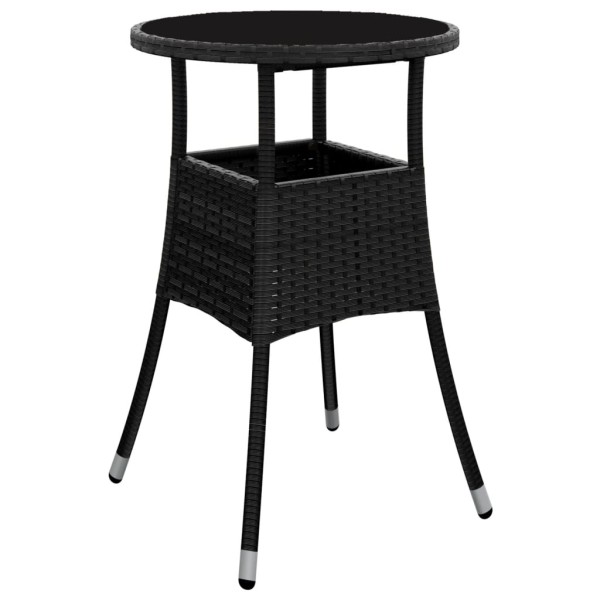 Mesa de jardín vidrio templado ratán sintético negro Ø60x75 cm Mesa de jardín vidrio templado ratán sintético negro Ø60x75 cm