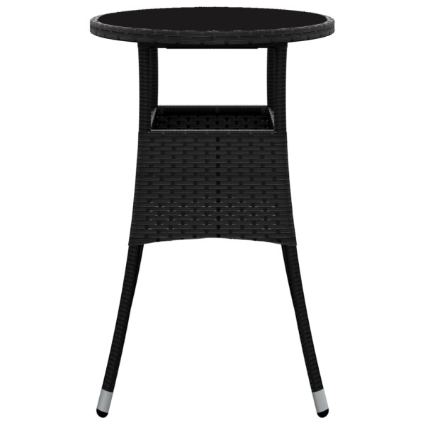 Mesa de jardín vidrio templado ratán sintético negro Ø60x75 cm Mesa de jardín vidrio templado ratán sintético negro Ø60x75 cm