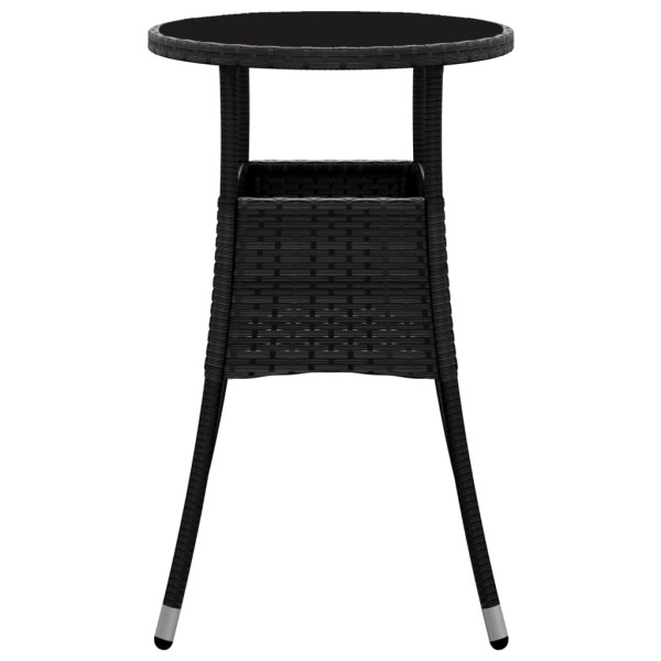 Mesa de jardín vidrio templado ratán sintético negro Ø60x75 cm Mesa de jardín vidrio templado ratán sintético negro Ø60x75 cm