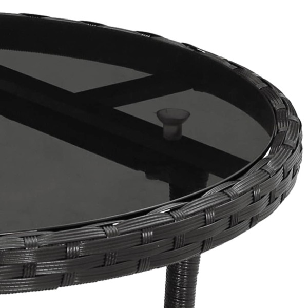 Mesa de jardín vidrio templado ratán sintético negro Ø60x75 cm Mesa de jardín vidrio templado ratán sintético negro Ø60x75 cm